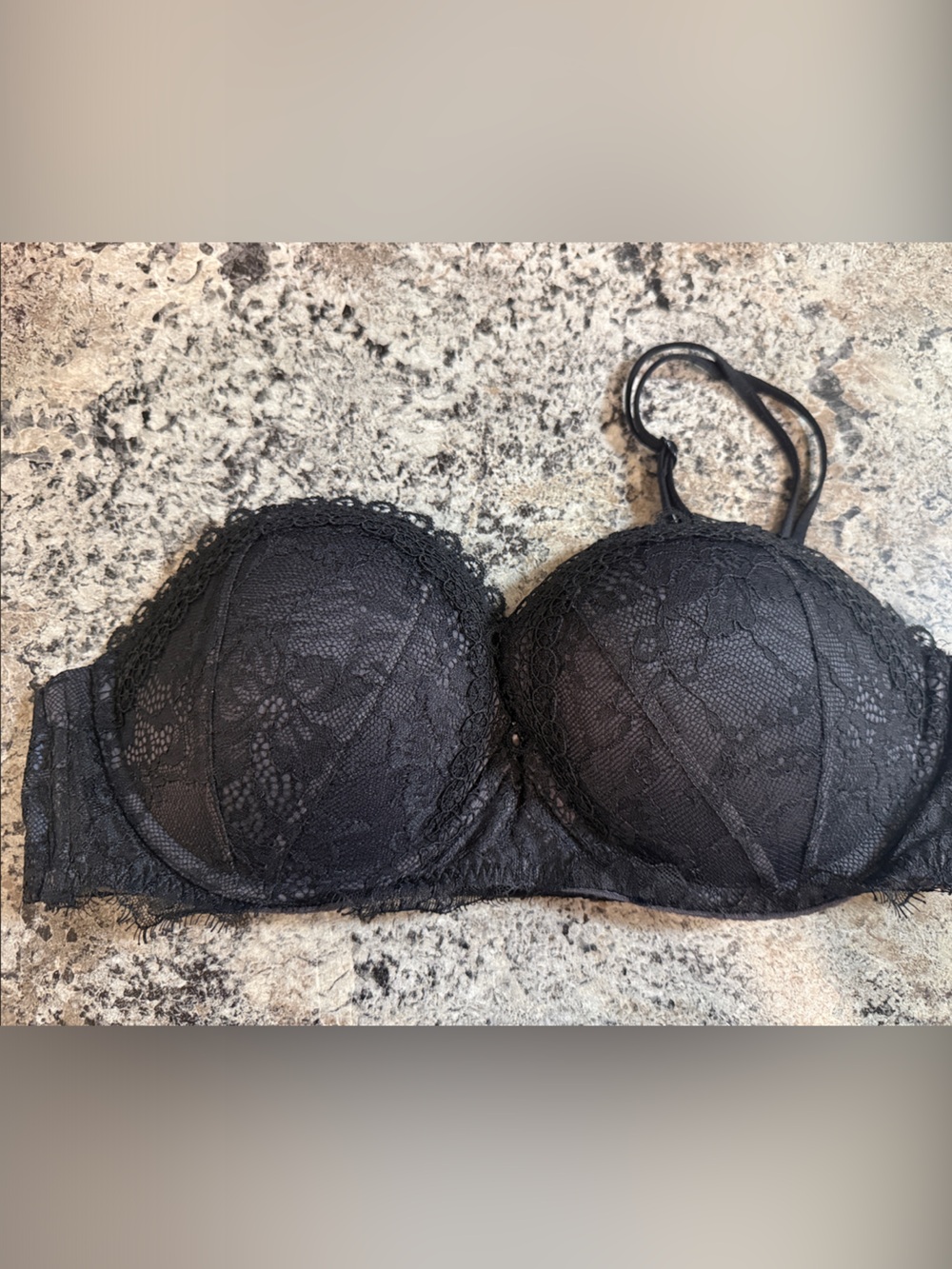 Victoria's Secret Black Lace Strapless Push-Up Bra